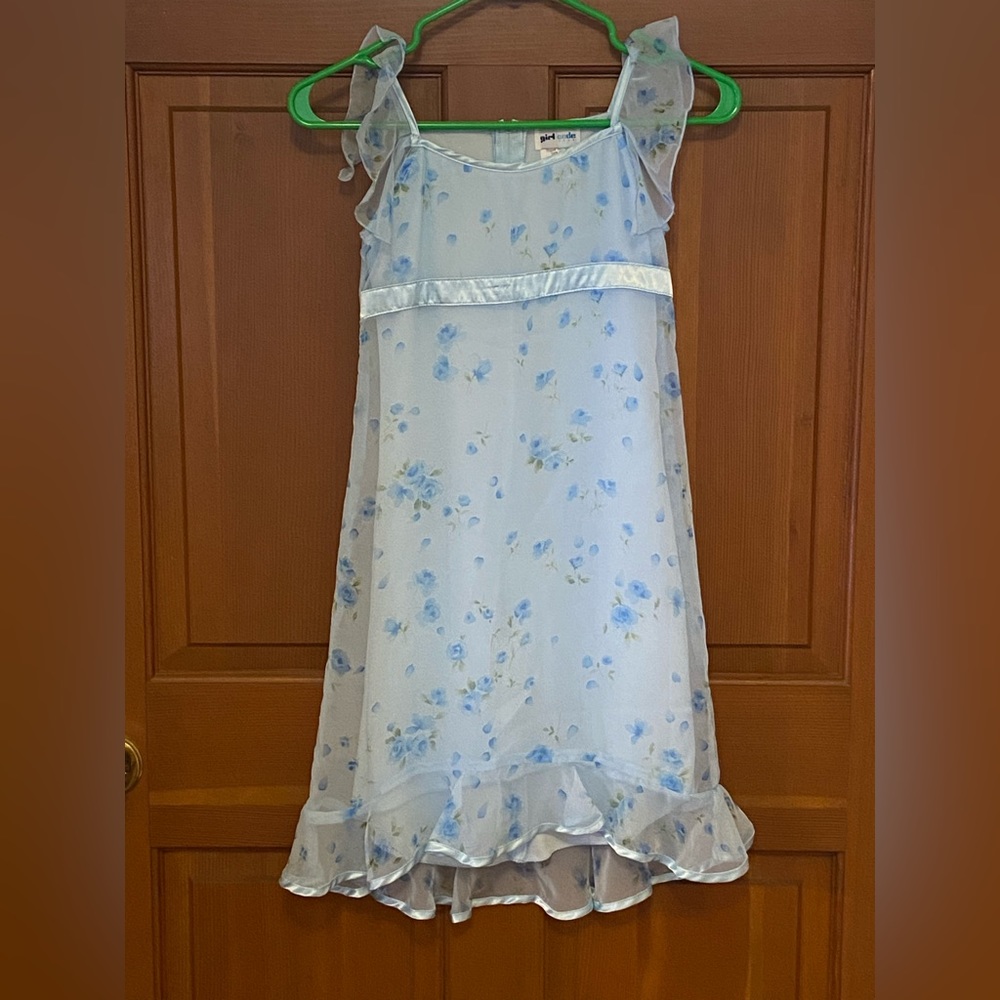 Blue Flower Dress Girls Size 8